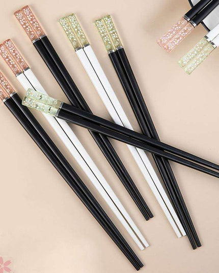 Sakura Elegance Amber Japanese Chopsticks Set - Antibacterial & Anti-Slip Dining Utensils