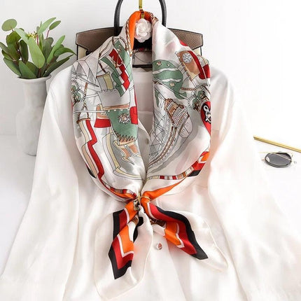 Elegant 90x90cm Silk-Feel Scarf for Women - Luxurious and Versatile Accessory