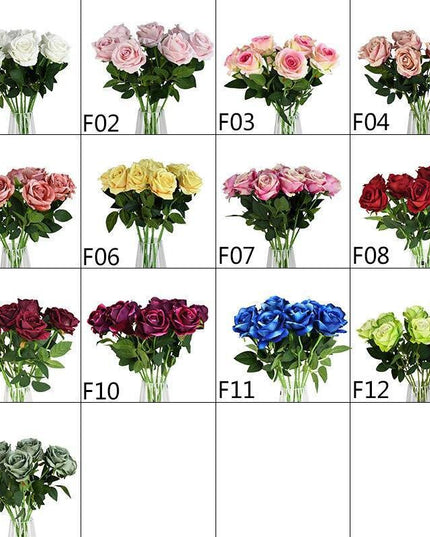 Luxurious 10-Piece Flannel Silk Rose Collection - Exquisite Floral Arrangement