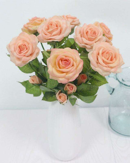 Eternal Elegance: Stunning Handcrafted Faux Latex Rose Branch for Timeless Décor