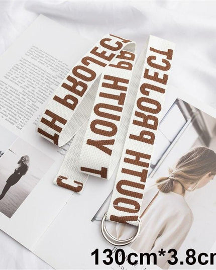 Trendy Unisex Harajuku Letter Printed Canvas Belt - Essential Accessory for Style Aficionados