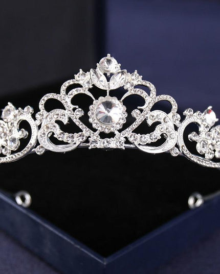 Elegant Silver Rhinestone Tiara - Glamorous Hair Accessory for Special Occasions