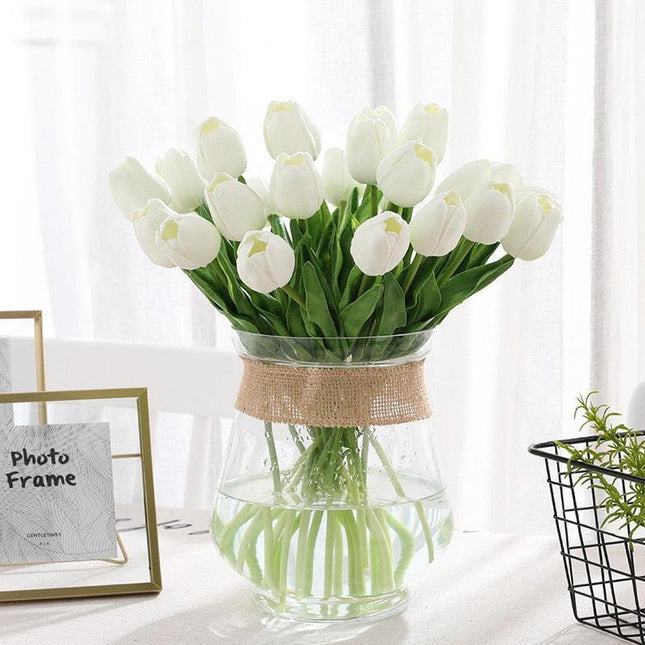 31-Piece Lifelike Real Touch Tulip Arrangement for Weddings and Home Decoration