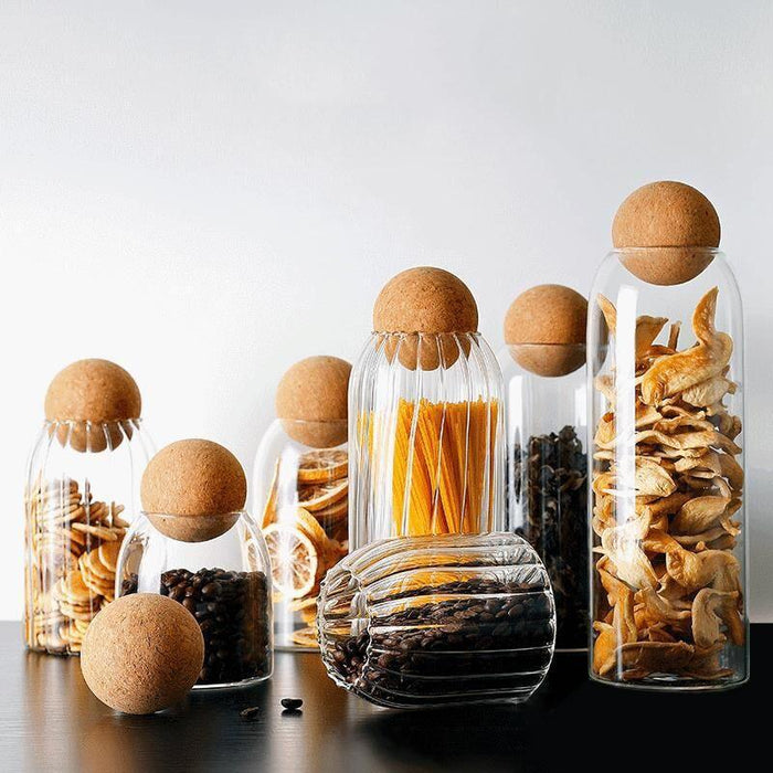 Modern Glass Jar with Elegant Cork Lid for Chic Kitchen Storage