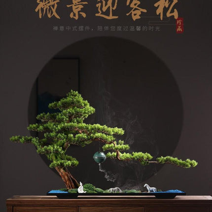 Serene Cascade Zen Garden Incense Fountain with Faux Vines