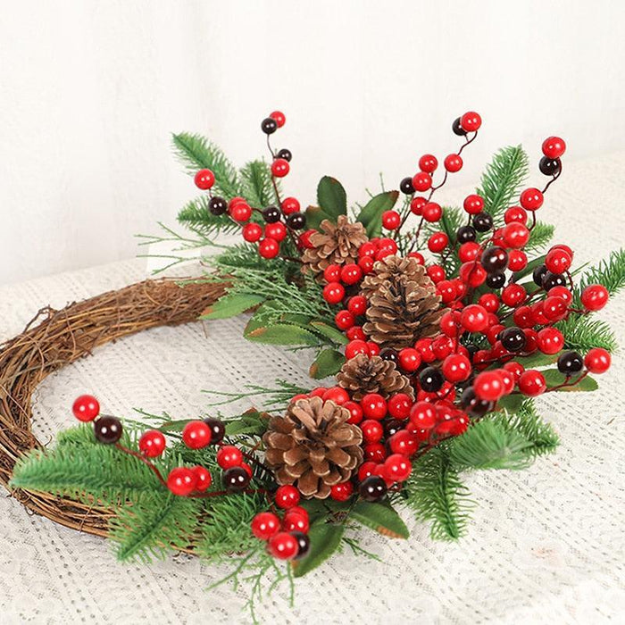 Rustic Christmas Wreath Making Kit with Pine Cones and Berry Accents