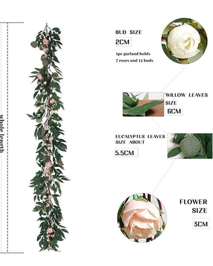 Chic Pink Rose and Eucalyptus Vine Garland - Ideal for Home and Event Decoration