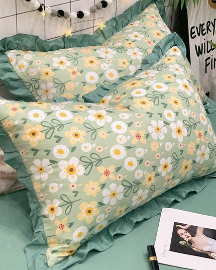 Chic Botanical Cotton Pillowcase Duo for King-Sized Pillows