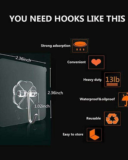 Transparent Self-Adhesive Hook Collection for Effortless Home Organization (1-30 Pieces)