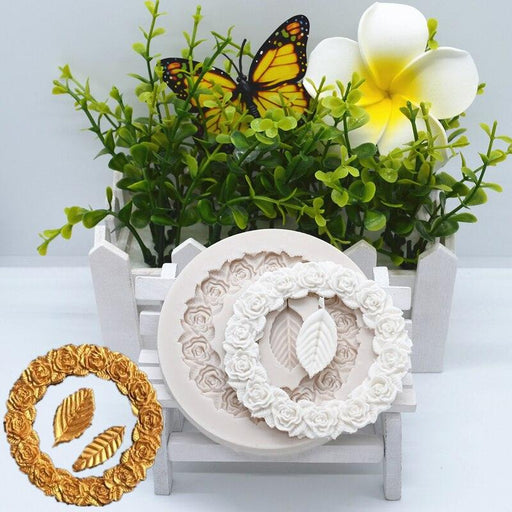 Resin Cake and Picture Frame Silicone Mold with Rosette Leaves