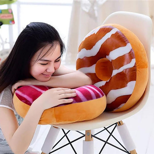3D Creative Plush Donut Food Stuffed Pillow Sofa Chair Back Car Cushions Mat Cute Simulation Cushion Soft New Case Toys-0-Très Elite-1-Très Elite