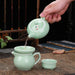 Fish Design Longquan Celadon Tea Set with Ceramic Kettle & Gaiwan - Enhance Your Tea Time Experience!