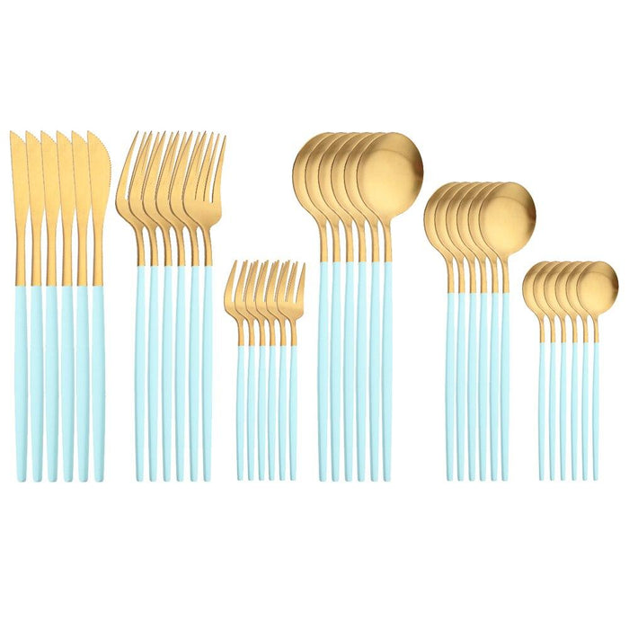 36-Piece Matte Black and Gold Dinnerware Cutlery Set