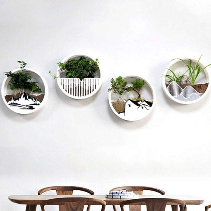 Modern Acrylic Round Wall Vase for Succulents with Hanging Design