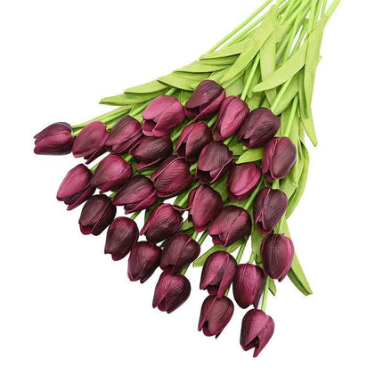 31-Piece Lifelike Real Touch Tulip Arrangement for Weddings and Home Decoration