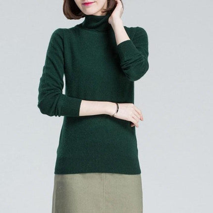 Sophisticated Winter Charm: Premium Cashmere & Wool Turtleneck Pullover for Women | Elegant Knit Sweater
