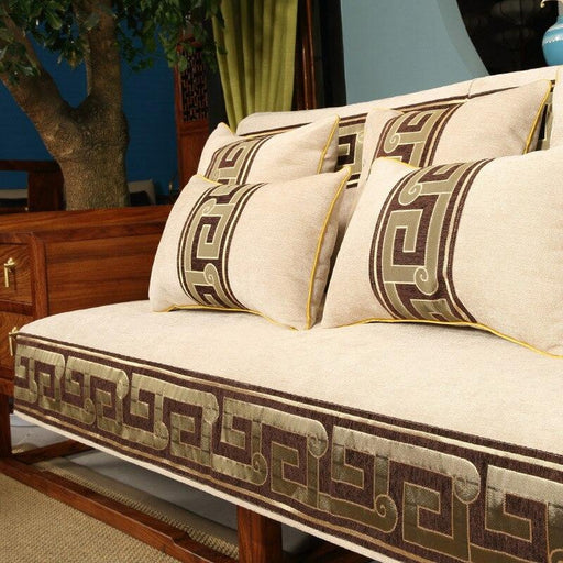 Chinese Style Plaid Sofa Protector for Elegant Living Room Décor