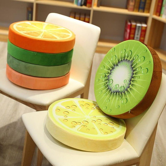 Fruity Fun Plush Cushion Set - Watermelon, Kiwi, Lemon Decorative Trio