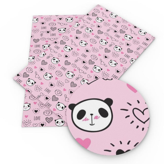 Panda Pattern Faux Leather Craft Sheet for Creative Projects