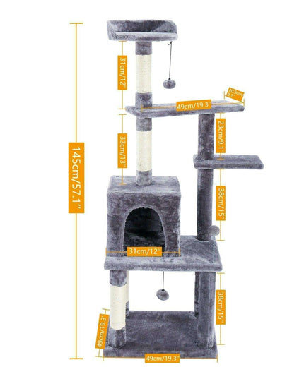 Luxurious Multi-Level Cat Tower: Stylish Oasis with Plush Beds and Sturdy Scratch Posts