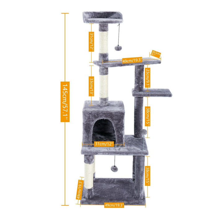 Luxurious Cat Tree House with Soft Sisal Scratching Posts and Cozy Basket Beds