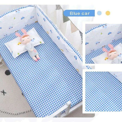 Breathable Cotton Baby Crib Bumper Pad Set - Protective 6-Piece Rail Guards