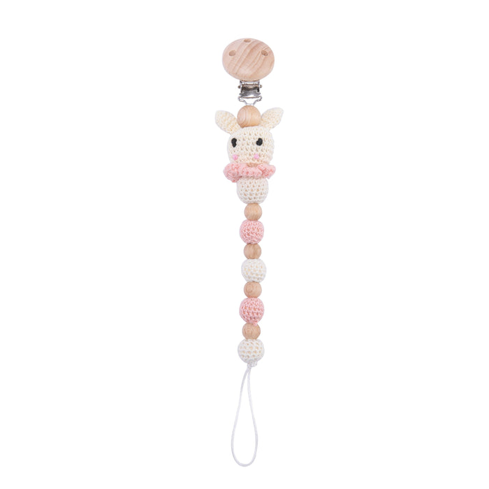 Bunny Bliss Handmade Wooden Teething Clip - Cute Pacifier Holder for Babies