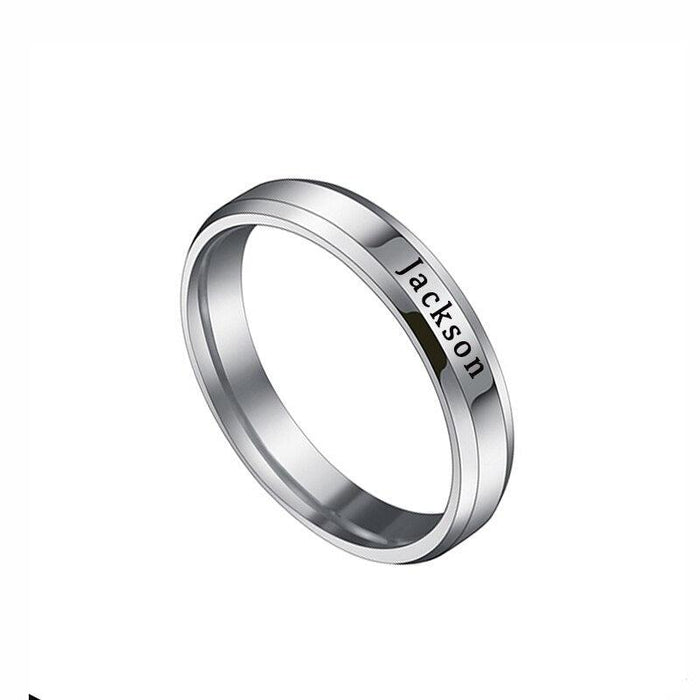 Endless Embrace Stainless Steel Women's Ring - Customizable Love Symbol with Engraved Names