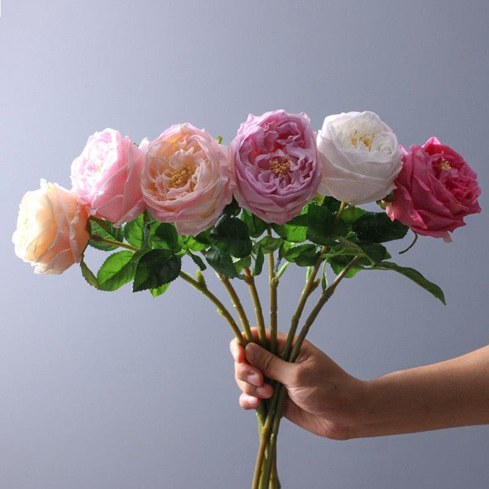 5pcs Premium Realistic Rose Peony Artificial Flowers