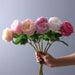 Elegant Set of 5 Real Touch Rose Peony Flowers - Premium Quality Blooms for Stylish Decor