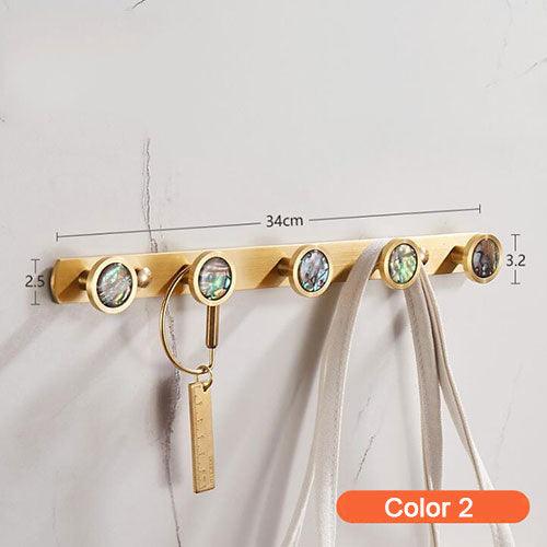 Wall Mounted Brass Hanger with 5 Hooks - Gold