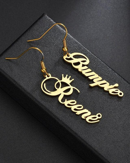Personalized Stainless Steel Name Dangle Earrings - Elegant Custom Jewelry for Women
