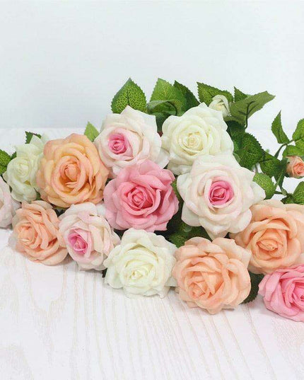 Eternal Elegance: Stunning Handcrafted Faux Latex Rose Branch for Timeless Décor