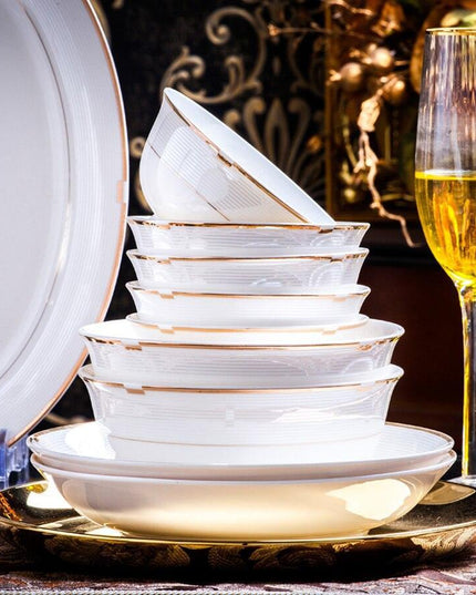 Elegant Oriental Porcelain 60-Piece Dining Set for Luxurious Table Settings