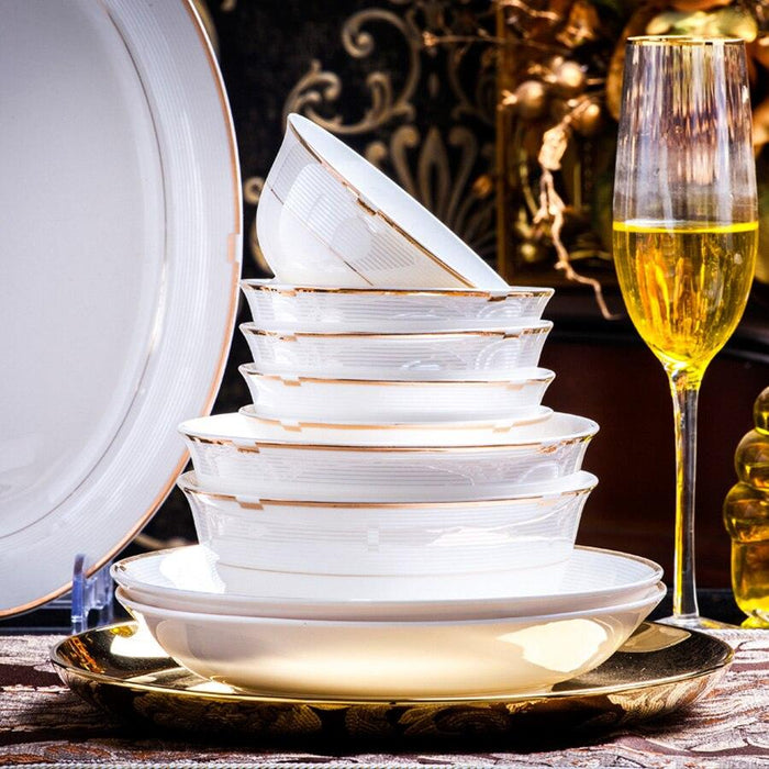 Elegant 60-Piece Oriental Porcelain Tableware Collection