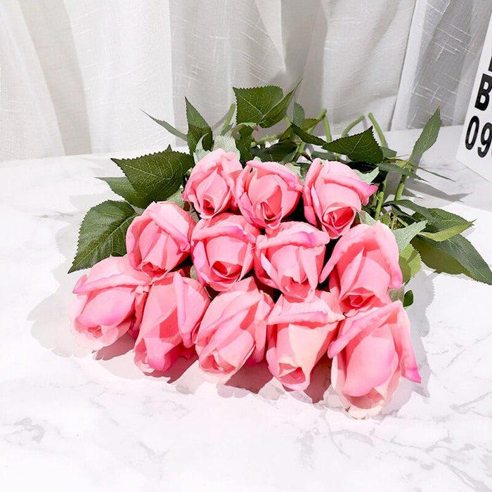Silicone Realistic Rose Bud Bouquet - Artificial Flower Decor