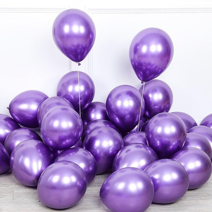 Festive Chrome Metallic Latex Balloons - 50-Piece Bundle for Elegant Party Decor