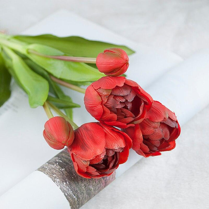 Opulent Botanica Real Touch Tulip Bouquet - Lifelike 40CM Artificial Flowers for Elegant Home Decor