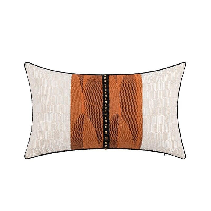 Premium Caramel Patchwork Cushions Lumbar Square Light Luxury Botanica Model Room Cushion Covers, Nordic Style Simple Geometric Pattern