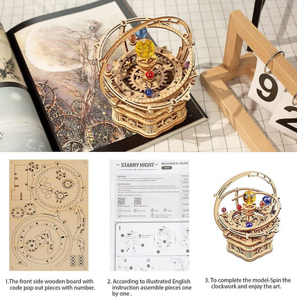 Enchanting DIY 3D Starry Night Music Box Kit by Robotime Rokr