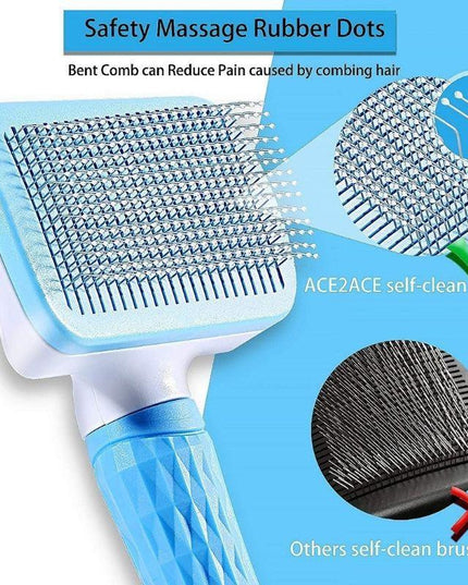 Ergonomic Long-Hair Dog Grooming Brush for Gentle Care