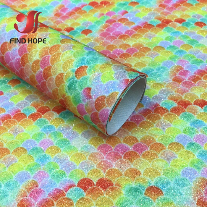 Rainbow Iridescent Chunky Glitter Fabric Sheets for Vibrant DIY Crafts