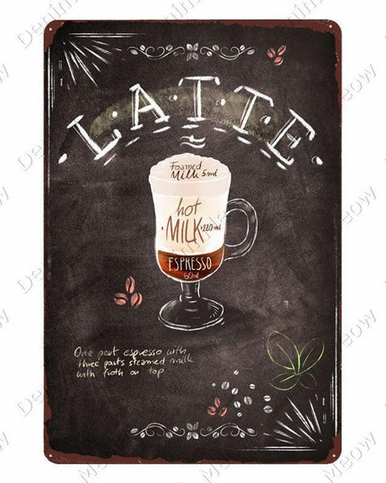 Retro Coffee House Metal Art Sign - Timeless Decor for Cafes, Bars, and Homes