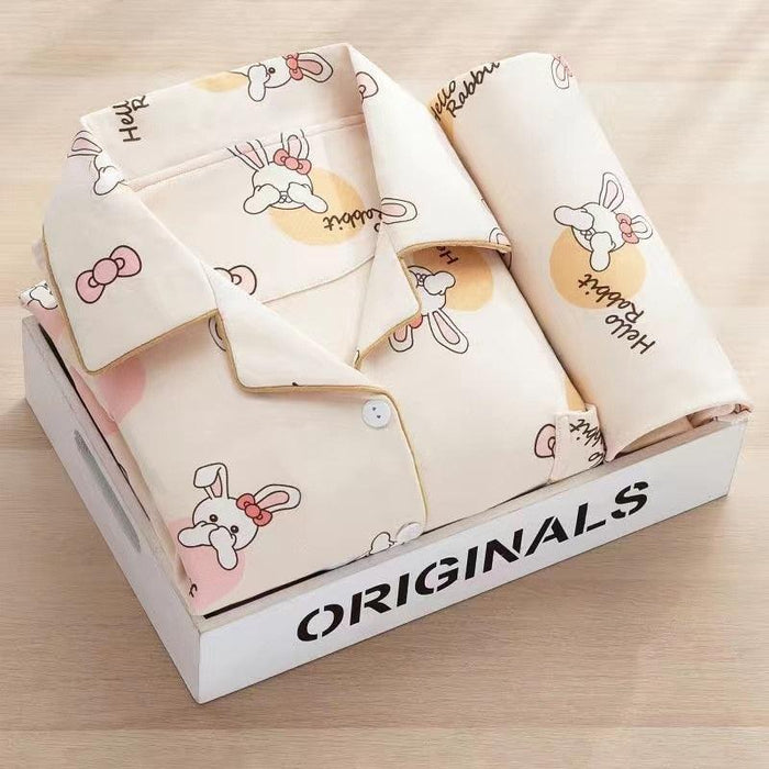 Playful Polka Dot Pajama Set with Fun Cartoon Trousers