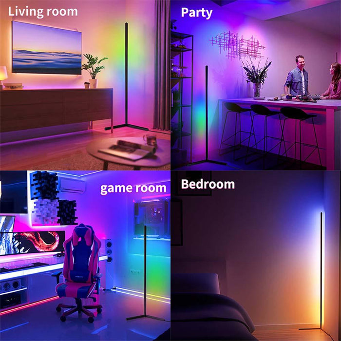 RGB Smart Corner Floor Lamp with Multi-Color Effects: Sleek Lighting Solution for Modern Spaces