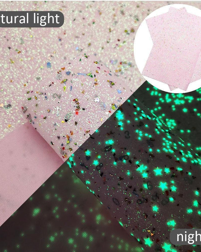 Luminous Sparkle Chunky Glitter Faux Leather Fabric - Crafting Magic