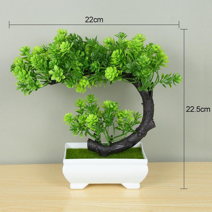 Elegant Faux Green Bonsai Tree Décor Piece - Ideal for Indoor and Outdoor Beautification