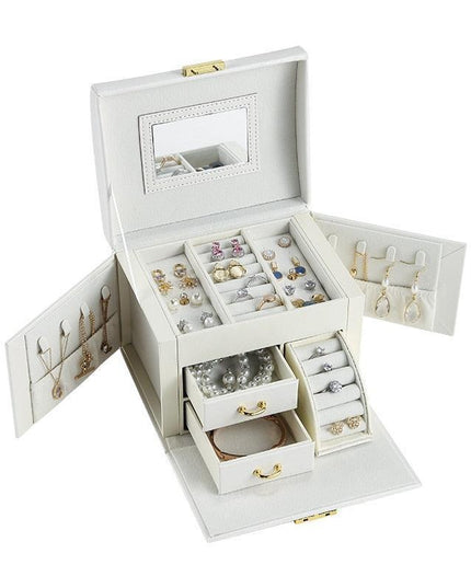 Stylish Girls' Travel Jewelry Organizer with Expandable Compartments and Mirror