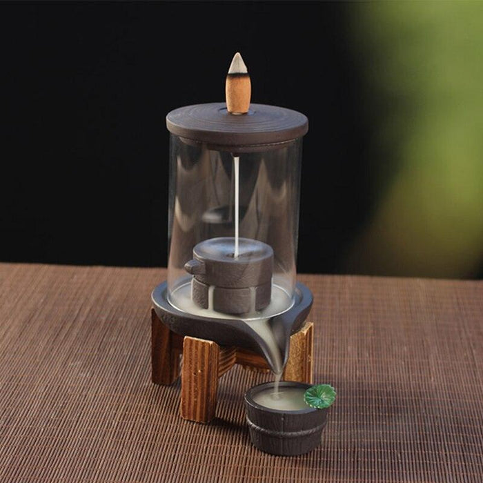 Buddha Hand Ceramic Backflow Incense Burner with Unique Blade Interleaving Design