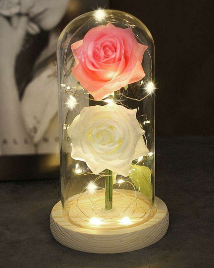 Everlasting Love: Enchanted Rose Display in Heart-Shaped Glass Dome - Luxurious Gift for Memorable Occasions